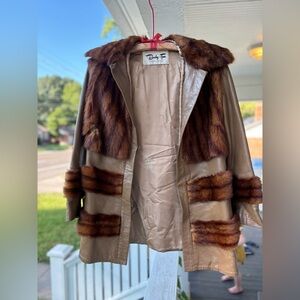 Vintage Bensky Furs of Little Rock, AR Autumn Haze Mink Fur&Brown Leather Jacket